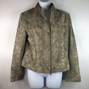 Alfani Snake Embossed Tan Leather Jacket Size L